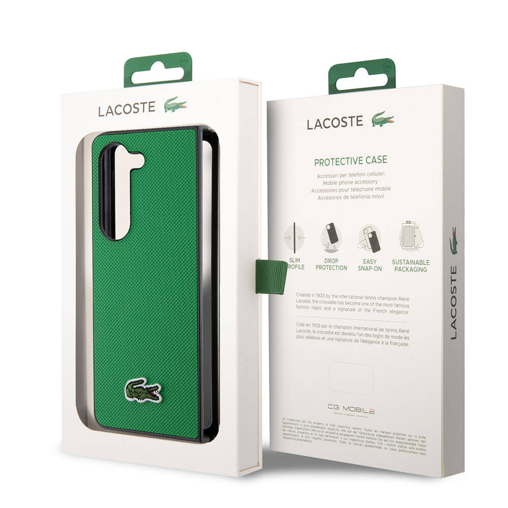 Lacoste Galaxy Z Fold 5 Orjinal Lisanslı PU Pike Desenli Arka Yüzey İkonik Timsah Dokuma Logolu Telefon Kılıfı - 19