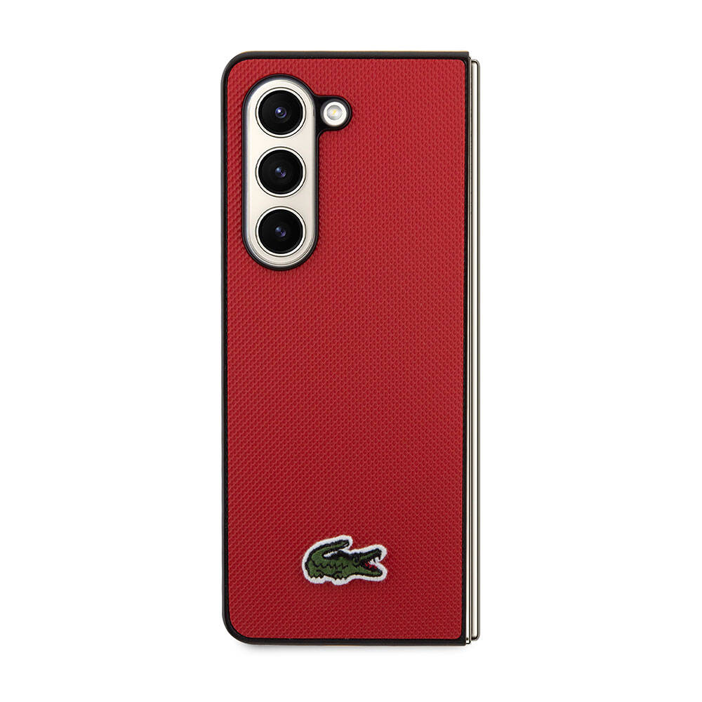 Lacoste Galaxy Z Fold 5 Orjinal Lisanslı PU Pike Desenli Arka Yüzey İkonik Timsah Dokuma Logolu Telefon Kılıfı - 20