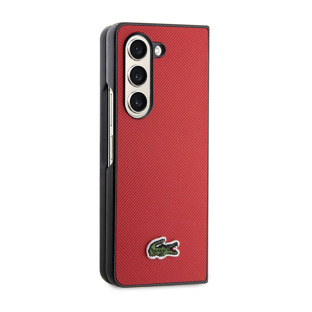 Lacoste Galaxy Z Fold 5 Orjinal Lisanslı PU Pike Desenli Arka Yüzey İkonik Timsah Dokuma Logolu Telefon Kılıfı - 23