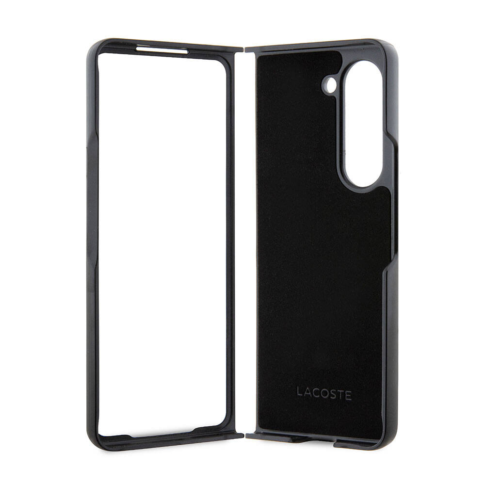 Lacoste Galaxy Z Fold 5 Orjinal Lisanslı PU Pike Desenli Arka Yüzey İkonik Timsah Dokuma Logolu Telefon Kılıfı - 24