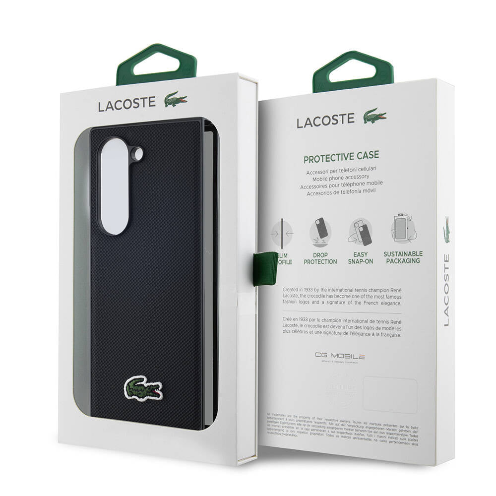 Lacoste Galaxy Z Fold 6 Orjinal Lisanslı PU Pike Desenli Arka Yüzey İkonik Timsah Dokuma Logolu Telefon Kılıfı - 7