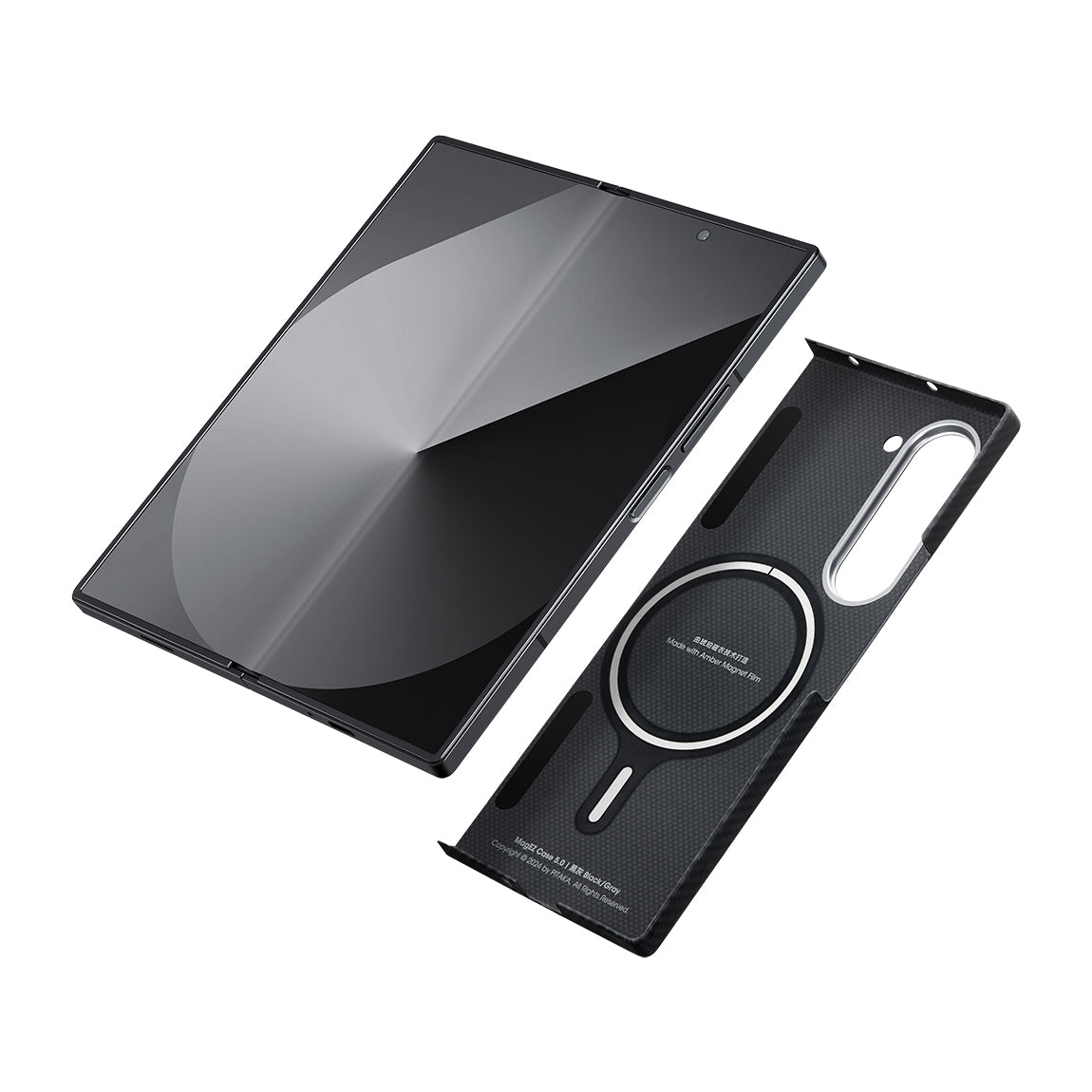 Pitaka Ultra-Slim Classic Serisi Galaxy Z Fold 6 M-safe Şarj Özellikli 600D Aramid Fiber Black-Grey Twill Kılıf