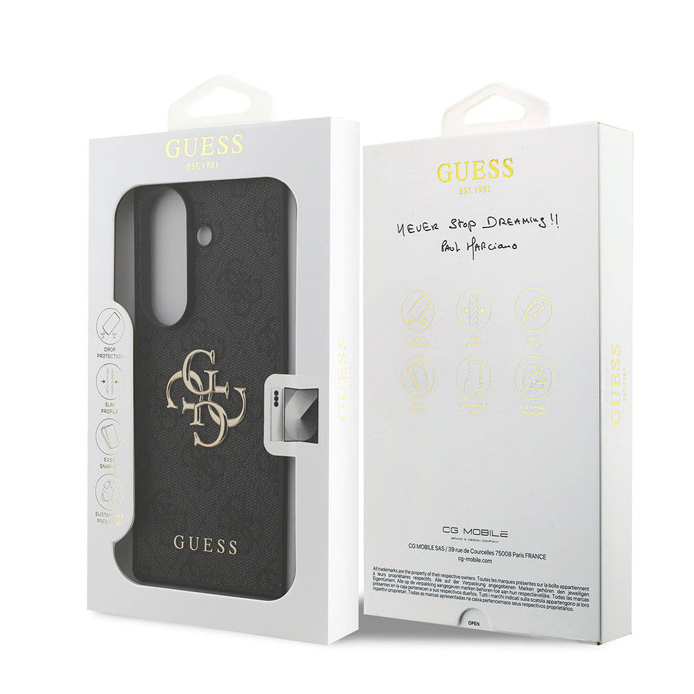 Guess Galaxy Z Fold 7 Orjinal Lisanslı PU Deri Büyük Metal Logo Dizaynlı Kılıf