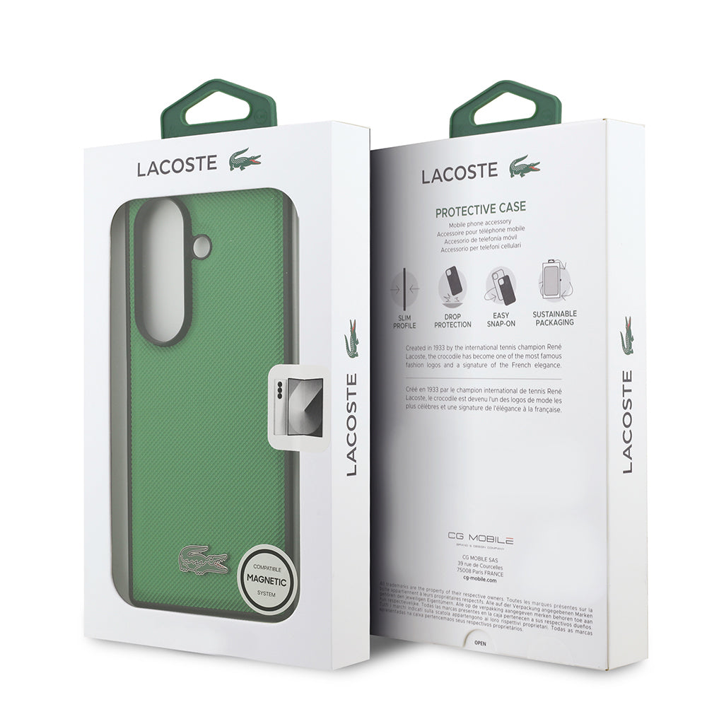 Lacoste Galaxy Z Fold 7 Orjinal Lisanslı M-safe Pike Desenli Arka Yüzey İkonik Timsah Metal Logolu Telefon Kılıfı