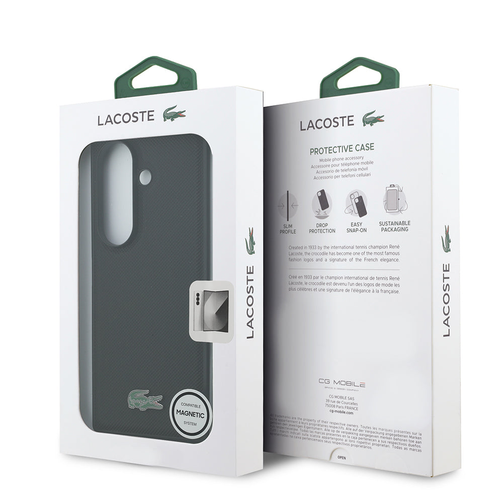 Lacoste Galaxy Z Fold 7 Orjinal Lisanslı M-safe Pike Desenli Arka Yüzey İkonik Timsah Metal Logolu Telefon Kılıfı