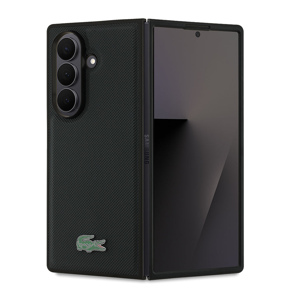 Lacoste Galaxy Z Fold 7 Orjinal Lisanslı M-safe Pike Desenli Arka Yüzey İkonik Timsah Metal Logolu Telefon Kılıfı