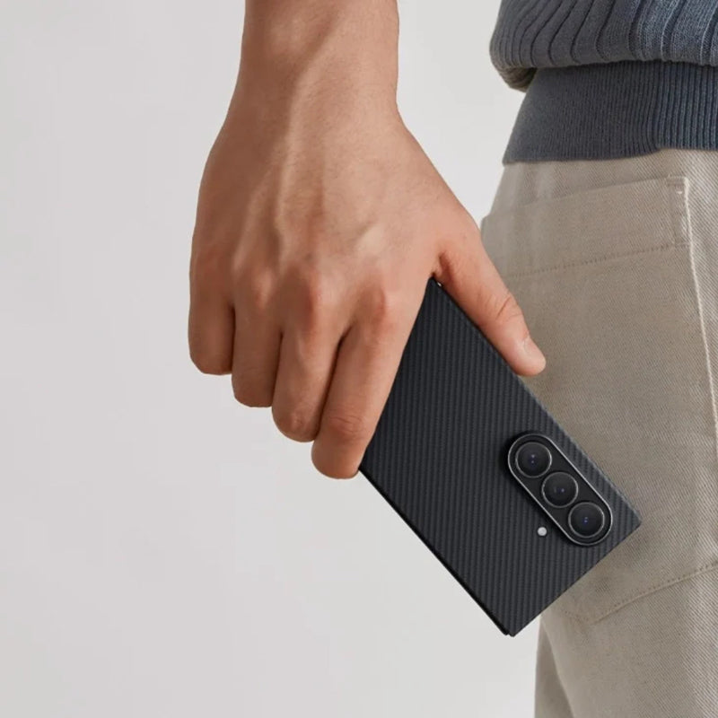 Pitaka Ultra-Slim Classic Serisi Galaxy Z Fold 7 M-safe 600D Aramid Fiber Black-Grey Twill Kılıf