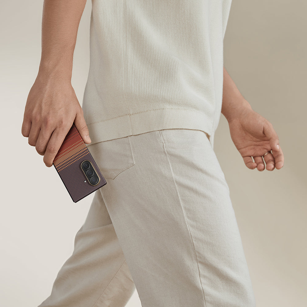 Pitaka Tactile Woven Sunset-Moonrise Serisi Galaxy Z Fold 7 M-safe Aramid Fiber Telefon Kılıfı