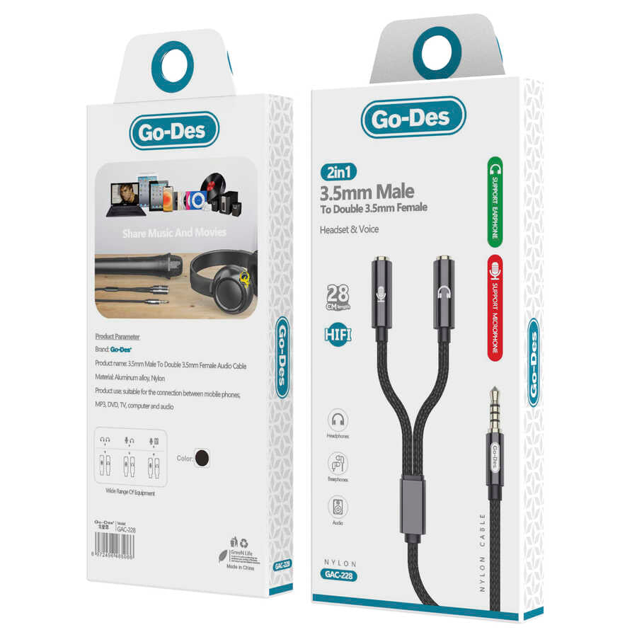 Go-Des GAC-228 Kulaklık Ve Mikrofon Ucu Çoğaltıcı - 2