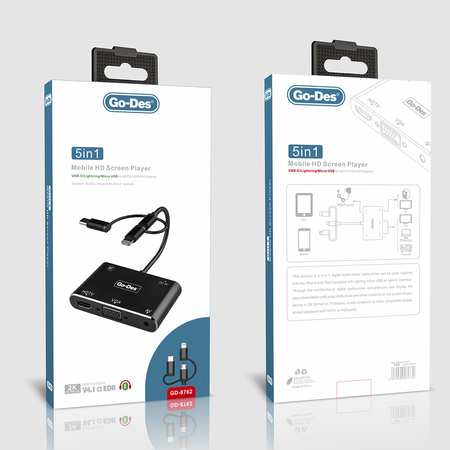 Go-Des GD-8762 5 in 1 Mobile HD Screen Player - 2