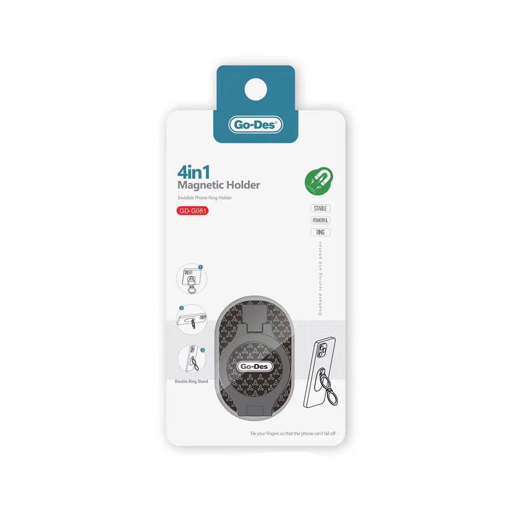 Go-Des GD-G081 4in1 Double Ring Standlı Magnetik Yüzük Tutucu Aparat - 2