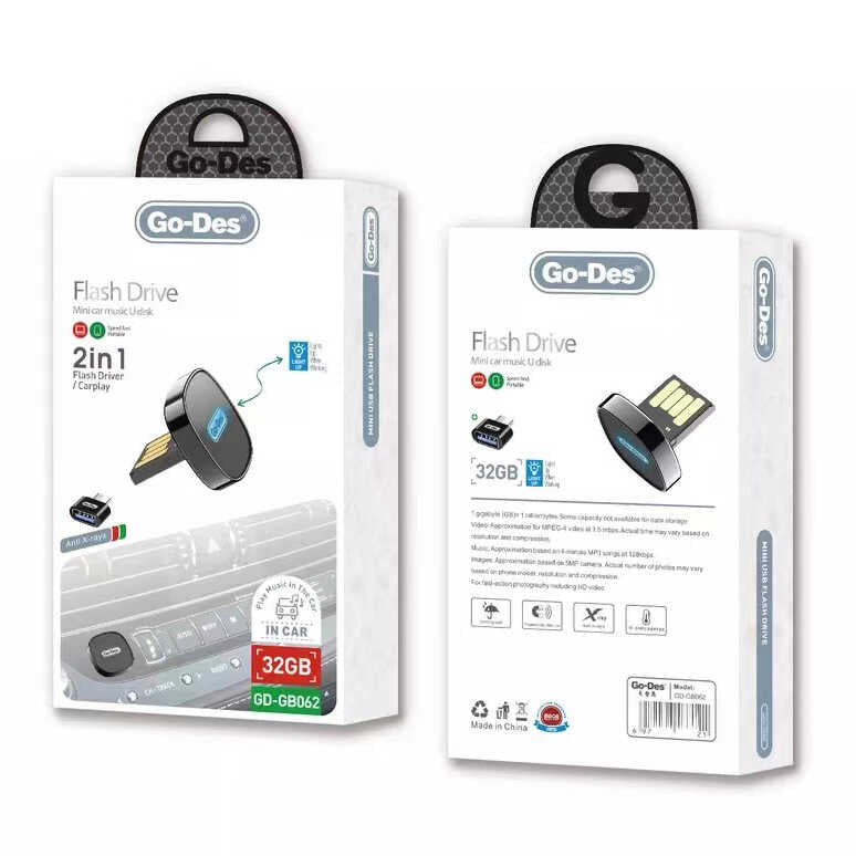 Go-Des GD-GB062 2 in 1 Led Işıklı Araç İçi Mini Flash Disk 32 Gb Type-C OTG Hediyeli - 2