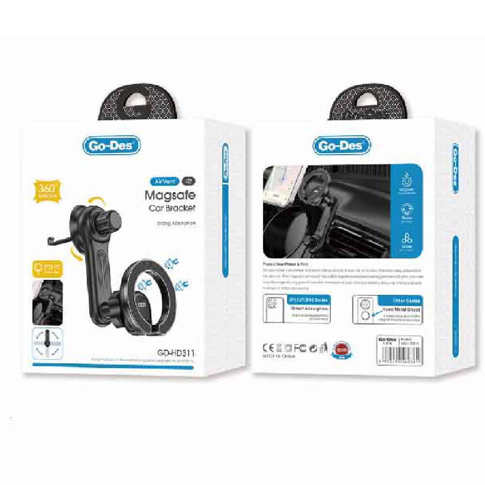 Go-Des GD-HD311 Magsafe Magnetik 360 Derece Dönebilen Dirsek Ve Başlıklı Telefon Tutucu Havalandırma Tasarım - 3