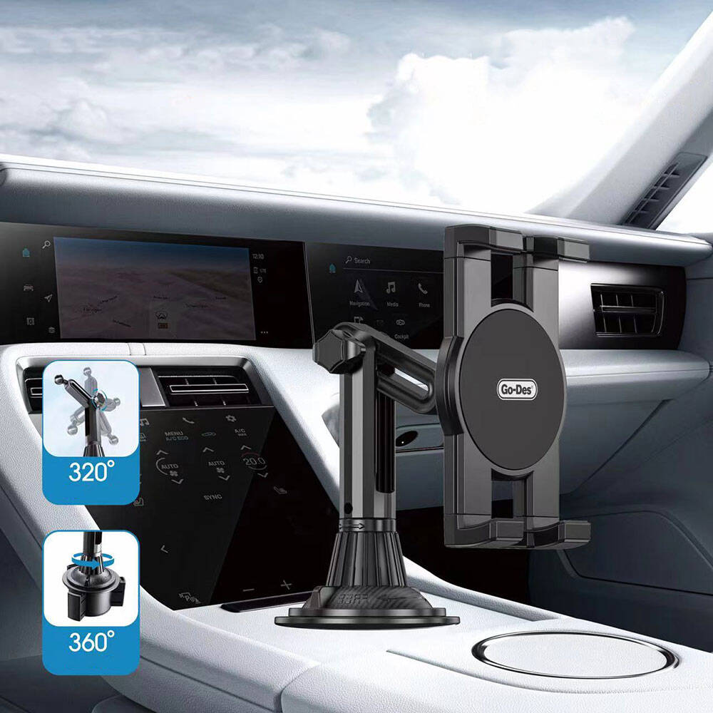 Go-Des GD-HD313 Araç İçi Telefon Tutucu 360 Oynar Başlıklı Bardaklık Tipi Tutucu - 3