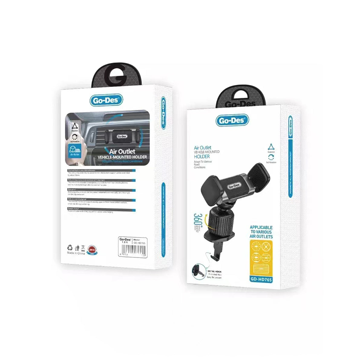 Go-Des GD-HD765 360 Derece Oynar Başlıklı Telefon Tutucu Havalandırma Tasarım - 2