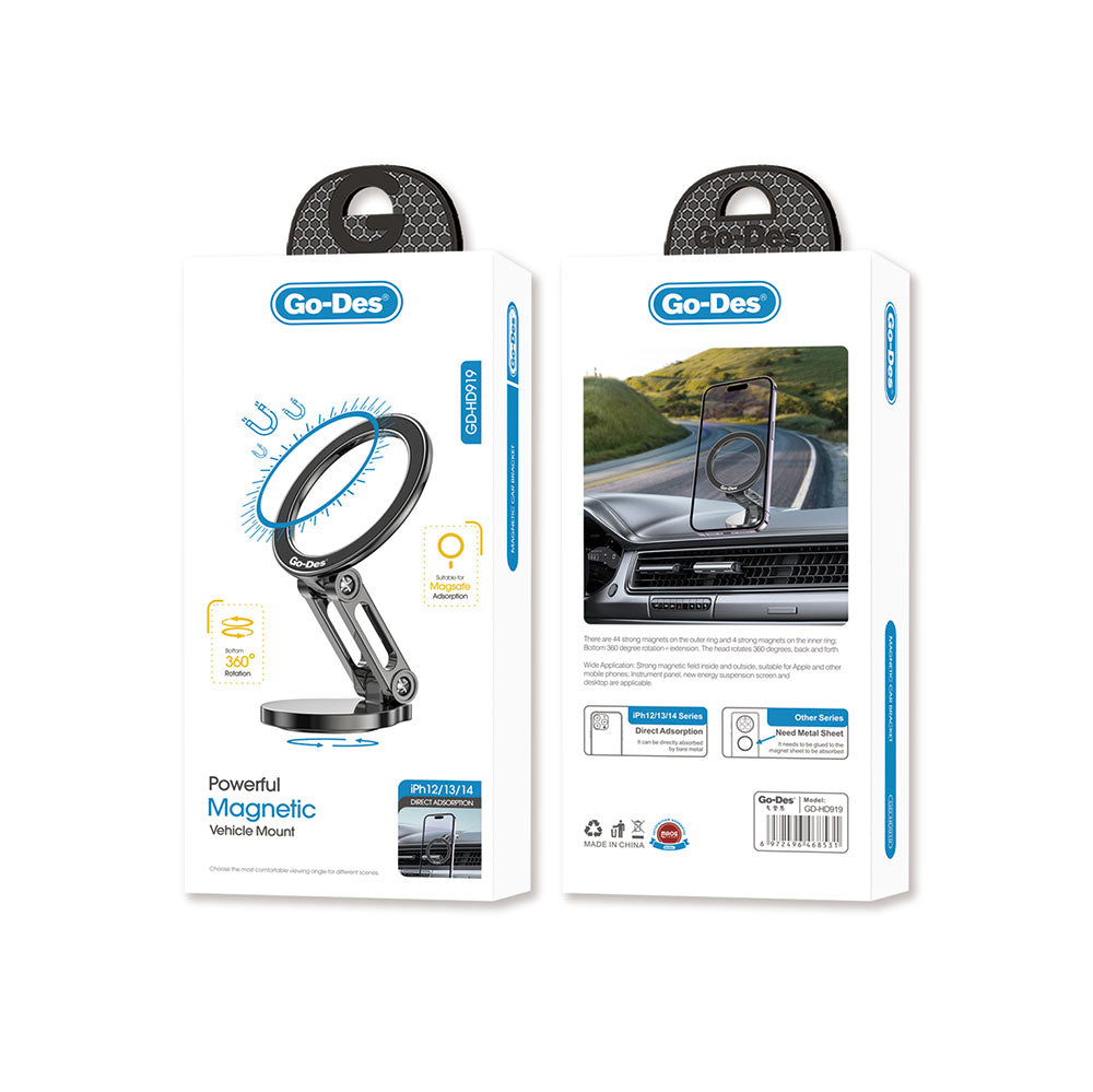 Go-Des GD-HD919 360 Derece Dönebilen Magnetik Stand - Araç Telefon Tutucu - 2