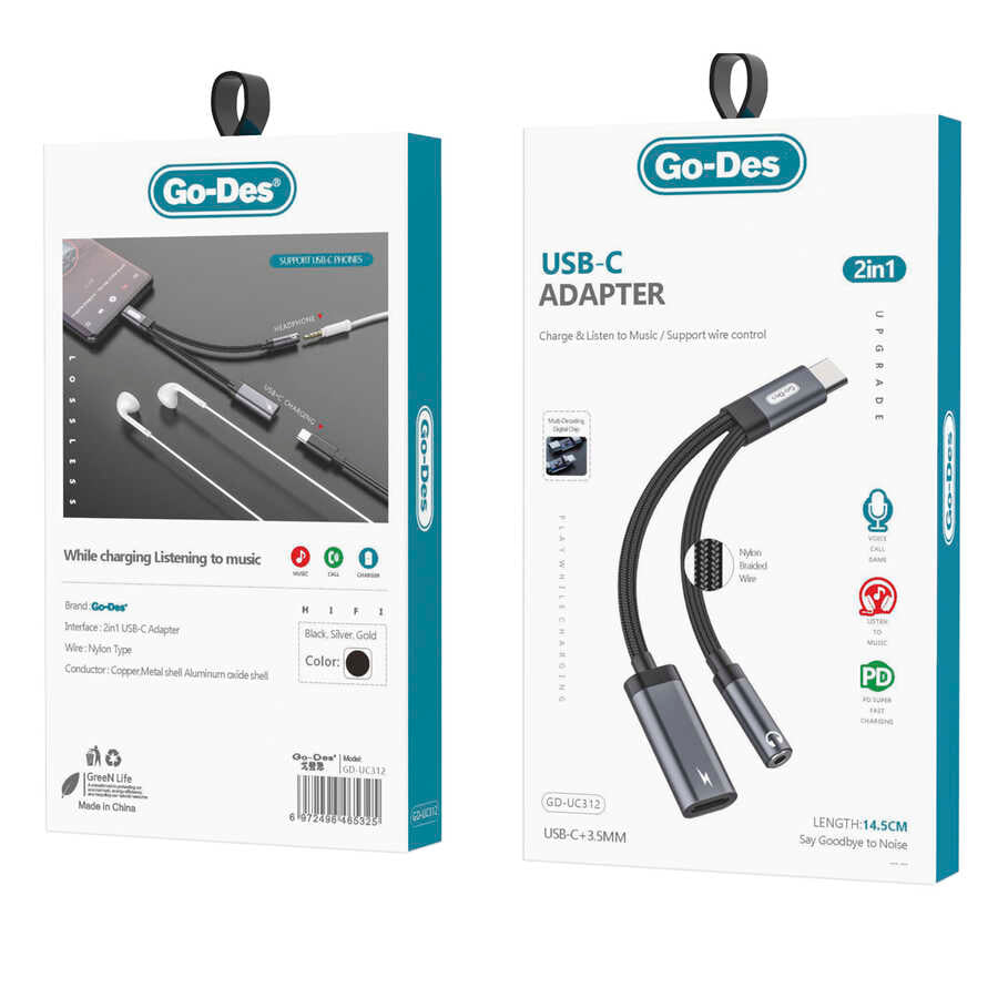 Go Des GD-UC312 Type-C To 3.5mm Dönüştürücü - 3