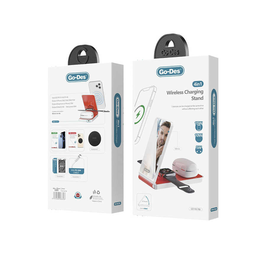 Go-Des GD-WL766 Magnetik Wireless Hızlı Şarj Özellikli 4 in 1 Şarj İstasyonu 30W - 2
