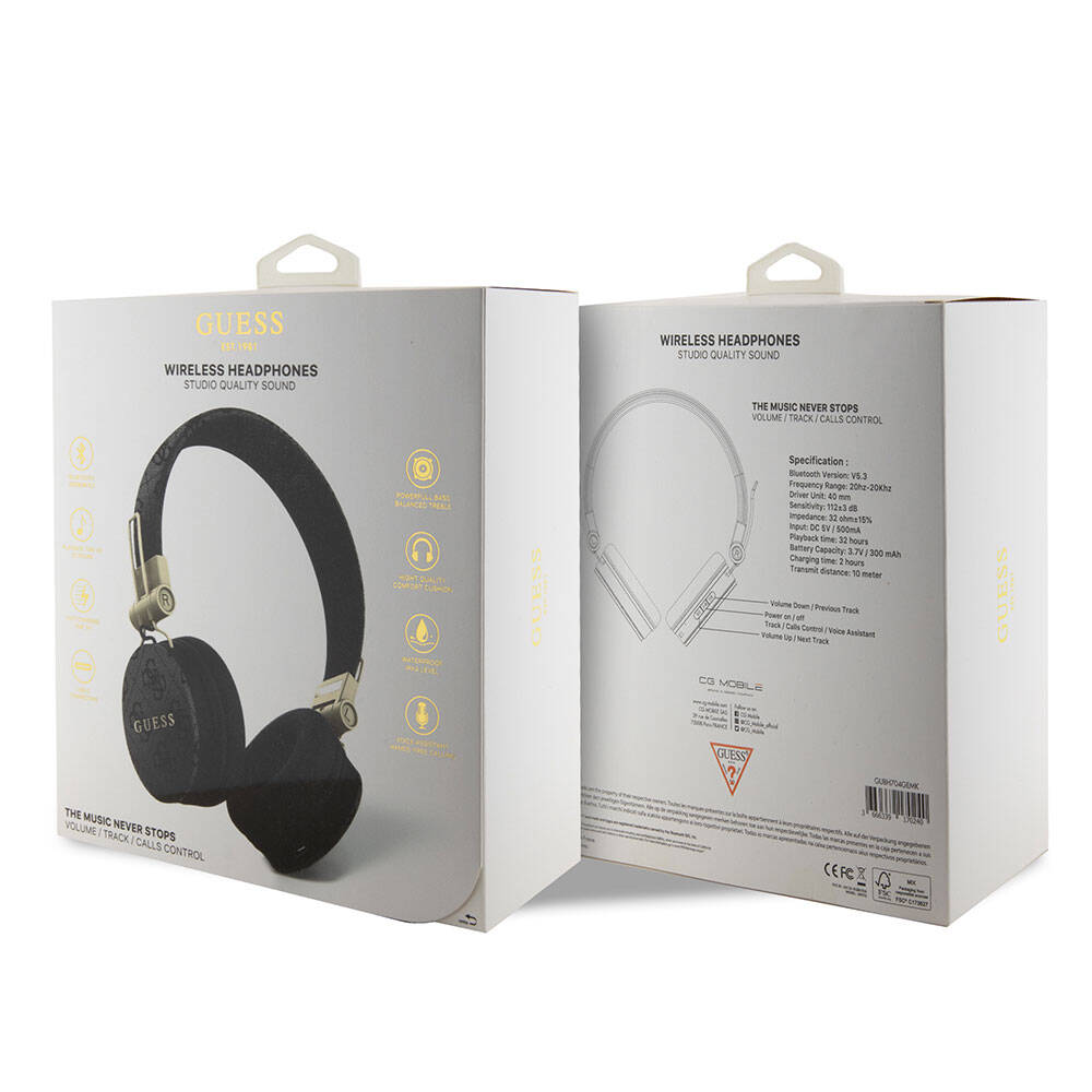 Guess Orjinal Lisanslı 4G Metal Logo PU Deri Ayarlanabilir Kulak Üstü Bluetooth Kulaklık - 4