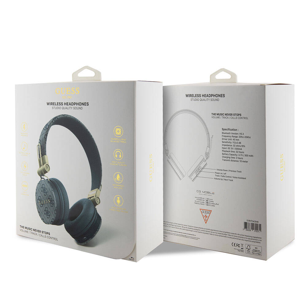 Guess Orjinal Lisanslı 4G Metal Logo PU Deri Ayarlanabilir Kulak Üstü Bluetooth Kulaklık - 8