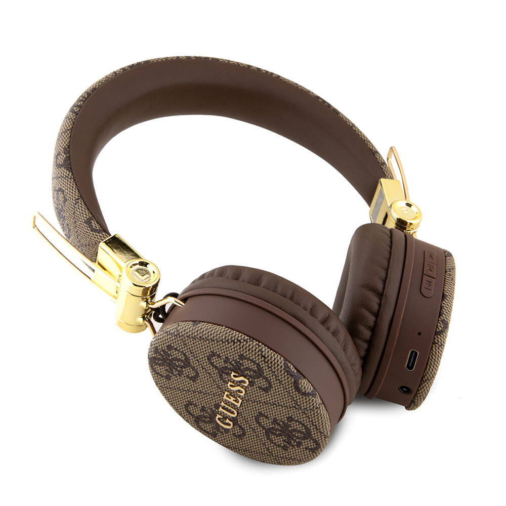 Guess Orjinal Lisanslı 4G Metal Logo PU Deri Ayarlanabilir Kulak Üstü Bluetooth Kulaklık - 10