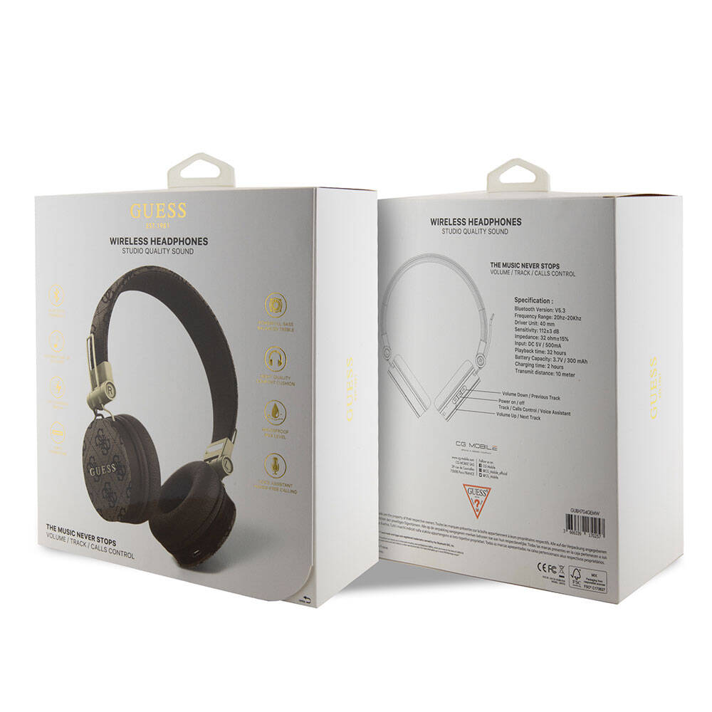 Guess Orjinal Lisanslı 4G Metal Logo PU Deri Ayarlanabilir Kulak Üstü Bluetooth Kulaklık - 12