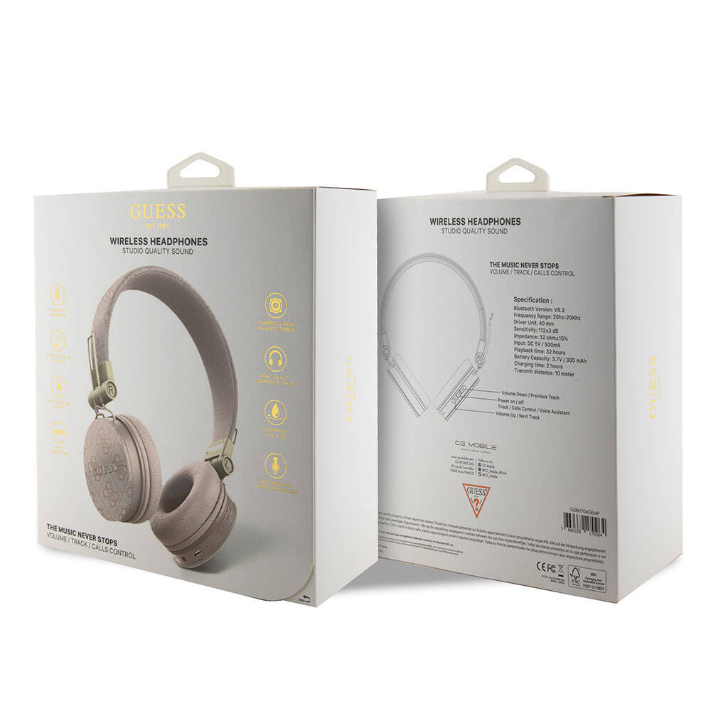 Guess Orjinal Lisanslı 4G Metal Logo PU Deri Ayarlanabilir Kulak Üstü Bluetooth Kulaklık - 16