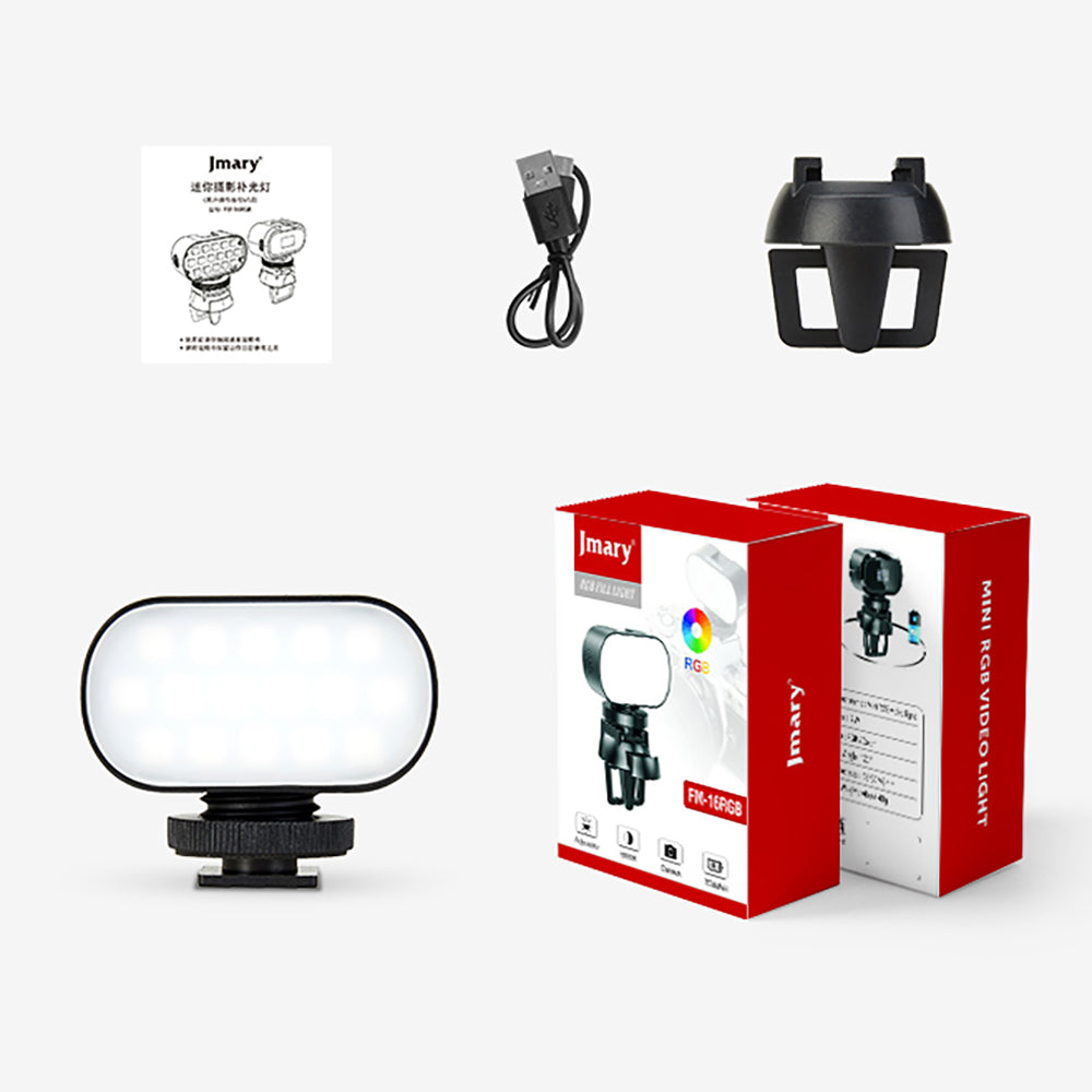 Jmary FM-16RGB Mandallı Dijital LED Göstergeli Telefon-Kamera Üstü RGB Işık 750mAh