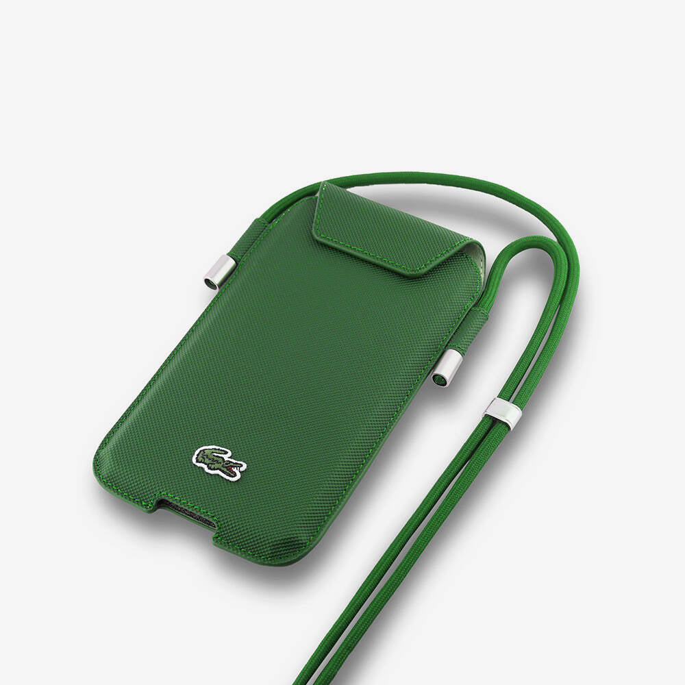 Lacoste Orjinal Lisanslı Çapraz Vücut Askılı PU Pike Desenli 6.7 inç'e Kadar Universal Telefon Kılıfı - 5