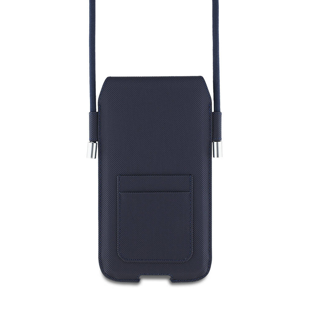 Lacoste Orjinal Lisanslı Çapraz Vücut Askılı PU Pike Desenli 6.7 inç'e Kadar Universal Telefon Kılıfı - 6