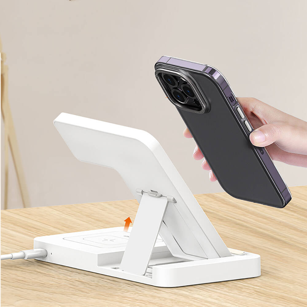 Recci RCW-31 4in1 Magsafe 15W Hızlı Şarj Özellikli LED Işıklı Magnetik Kablosuz Şarj Standı - 6
