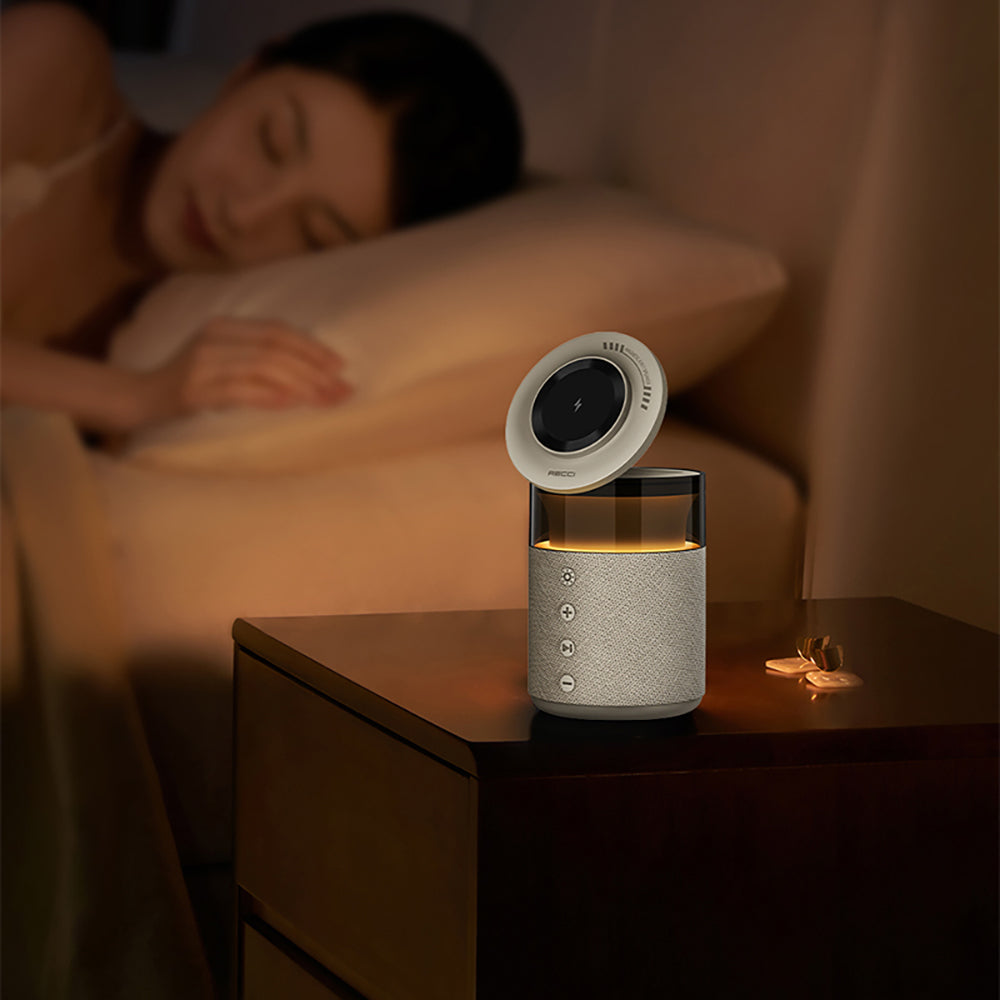 Recci RCW-51 Ambiyans Işıklı Bluetooth Speaker Hoparlör Özellikli Kablosuz Şarj Standı