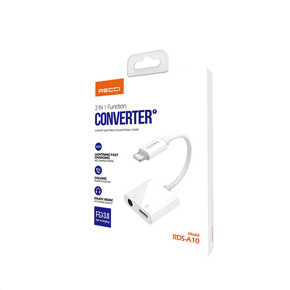 Recci RDS-A10 Lightning PD 3.0 2in1 Şarj ve Ses Adaptörü - 4