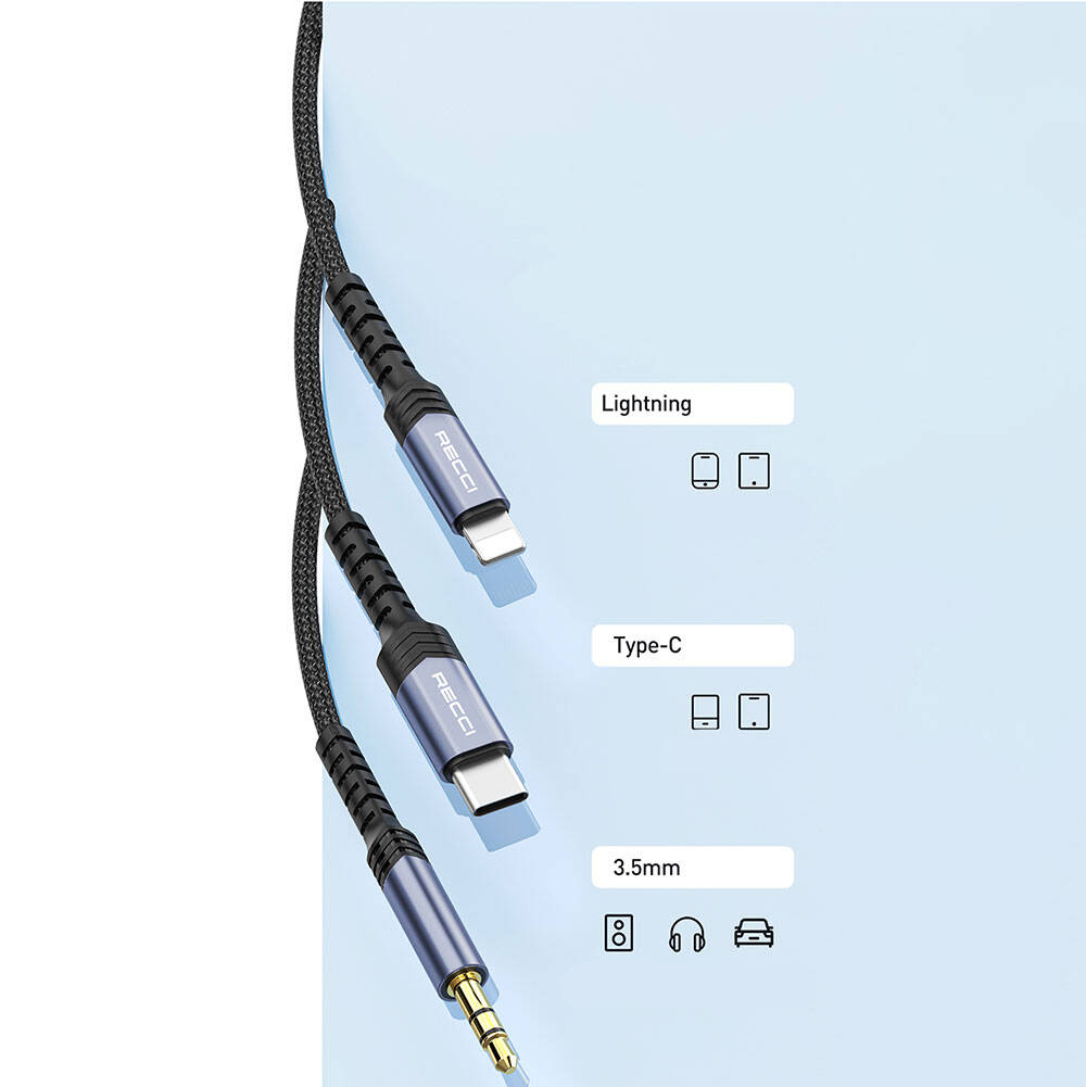 Recci RDS-A26 Lightning to 3.5mm AUX Audio Kablo - 6