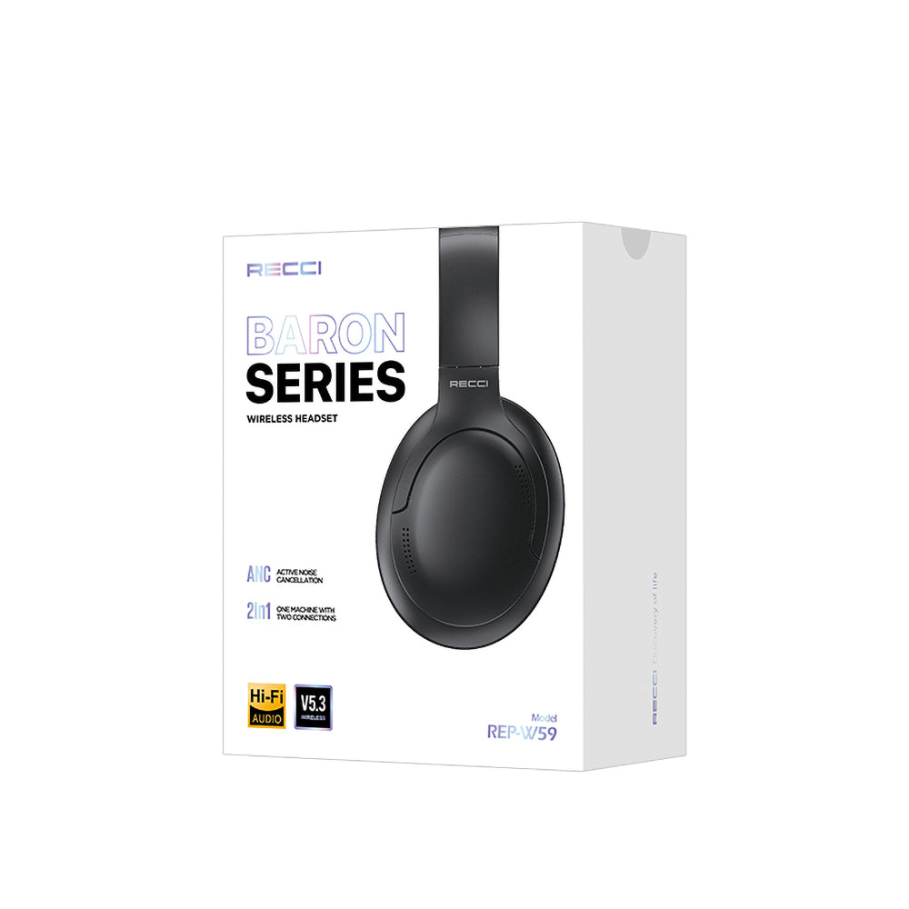 Recci REP-W59 Baron Serisi ANC Özellikli FM Destekli Ayarlanabilir Kulak Üstü Bluetooth Kulaklık - 5
