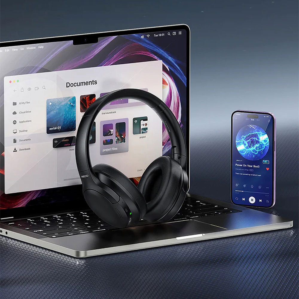 Recci REP-W59 Baron Serisi ANC Özellikli FM Destekli Ayarlanabilir Kulak Üstü Bluetooth Kulaklık - 8