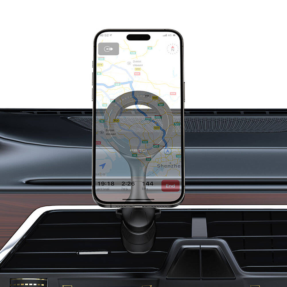 Recci RHO-C42 Magsafe Magnetik 360° Dönebilen Havalandırma Tasarım Araç Telefon Tutucu - 4