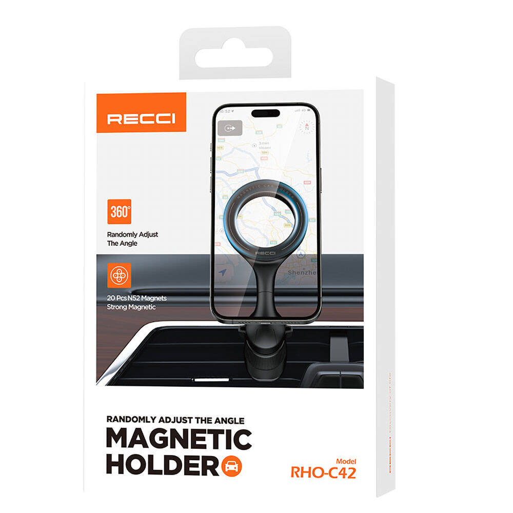 Recci RHO-C42 Magsafe Magnetik 360° Dönebilen Havalandırma Tasarım Araç Telefon Tutucu - 12