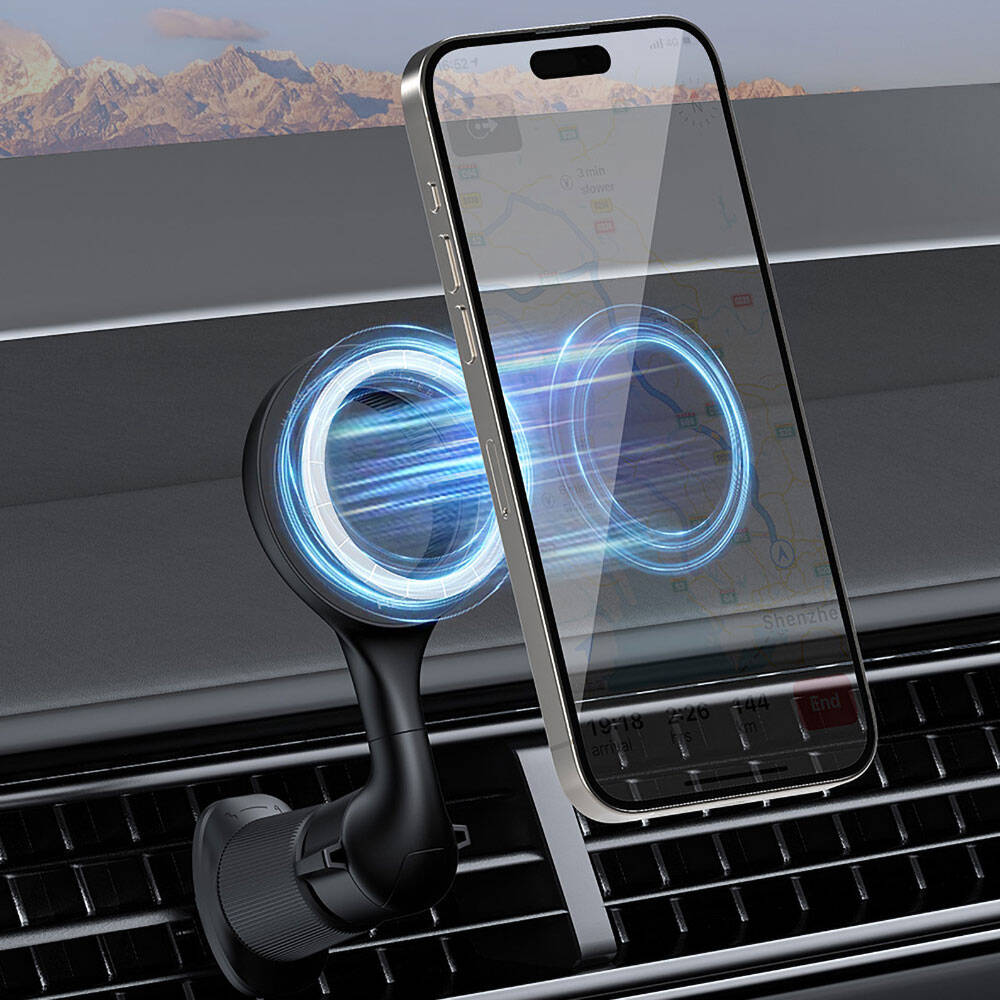 Recci RHO-C42 Magsafe Magnetik 360° Dönebilen Havalandırma Tasarım Araç Telefon Tutucu - 8
