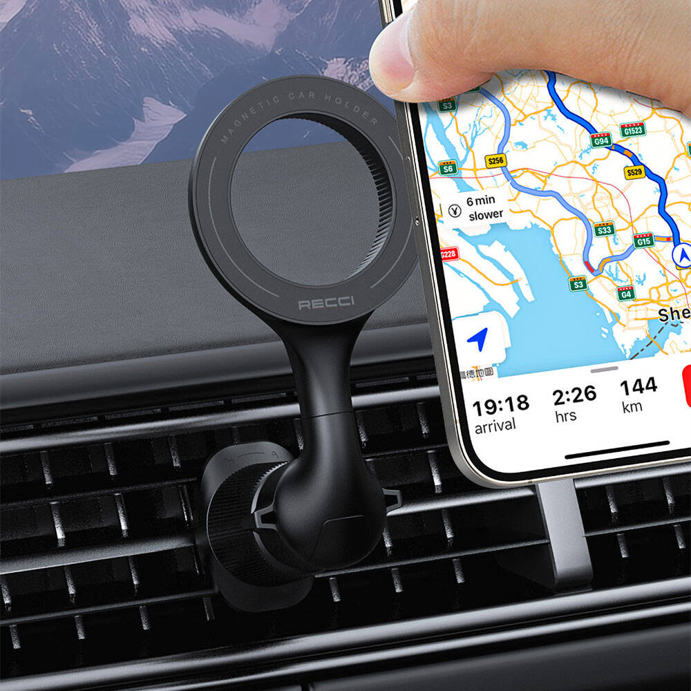 Recci RHO-C42 Magsafe Magnetik 360° Dönebilen Havalandırma Tasarım Araç Telefon Tutucu - 11