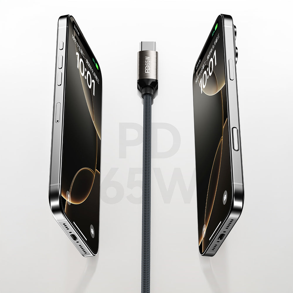 Recci RS35CC Type-C to Type-C PD 65W Örgü Tasarımlı Hızlı Şarj Özellikli 1 Metre Data ve Şarj Kablosu