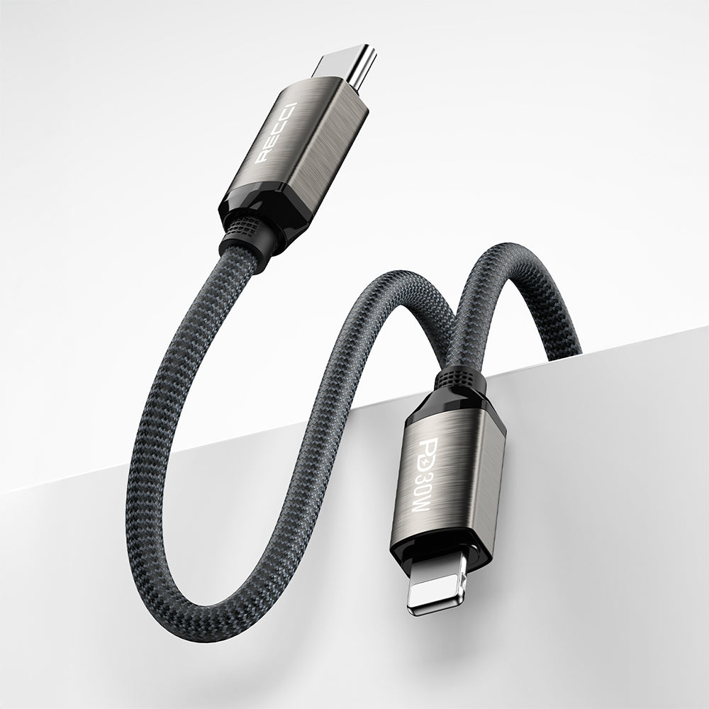 Recci RS35CL Type-C to Lightning PD 30W Örgü Tasarımlı Hızlı Şarj Özellikli 1 Metre Data ve Şarj Kablosu