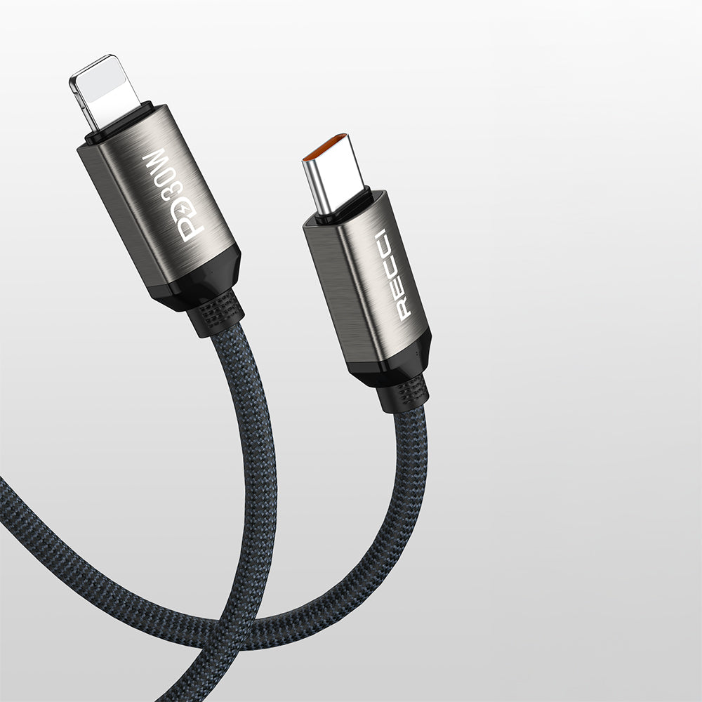 Recci RS35CL Type-C to Lightning PD 30W Örgü Tasarımlı Hızlı Şarj Özellikli 1 Metre Data ve Şarj Kablosu