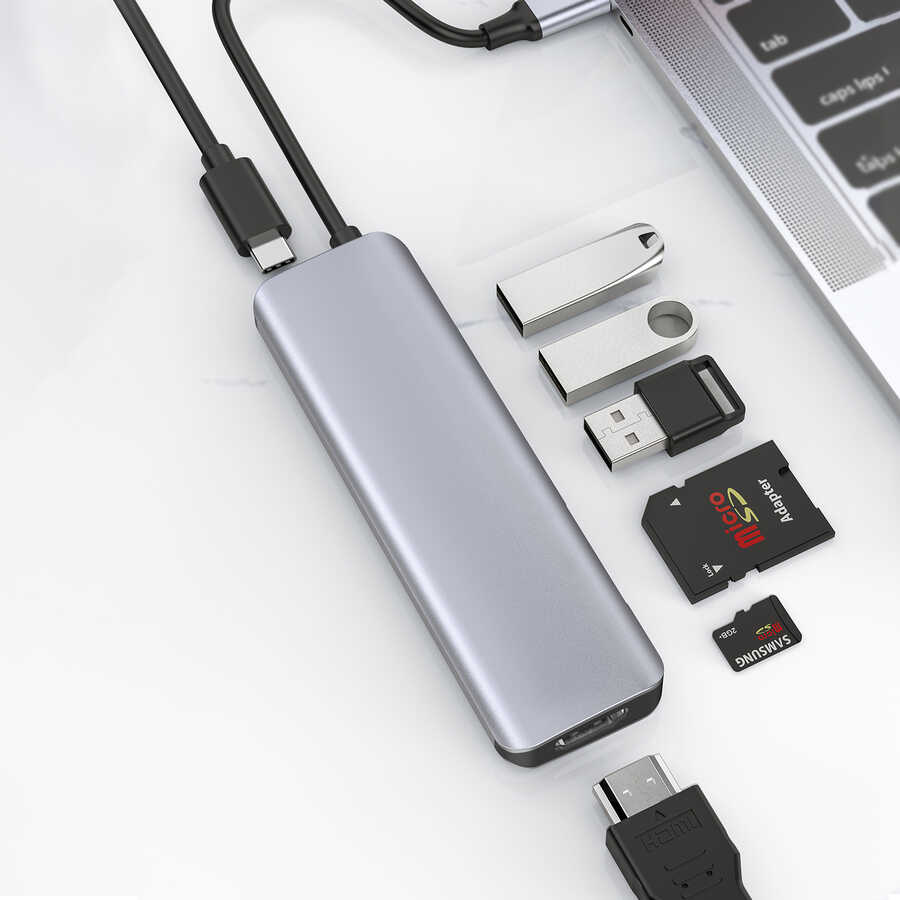 Wiwu Alpha A731HC 7 in 1 Type-C Hub 100W Şarj Destekli SD Kart-HDMI-USB Çoğaltıcı - 5