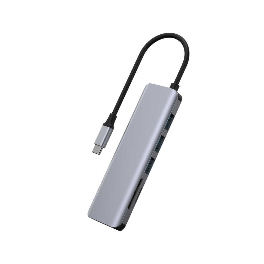 Wiwu Alpha A731HC 7 in 1 Type-C Hub 100W Şarj Destekli SD Kart-HDMI-USB Çoğaltıcı - 7