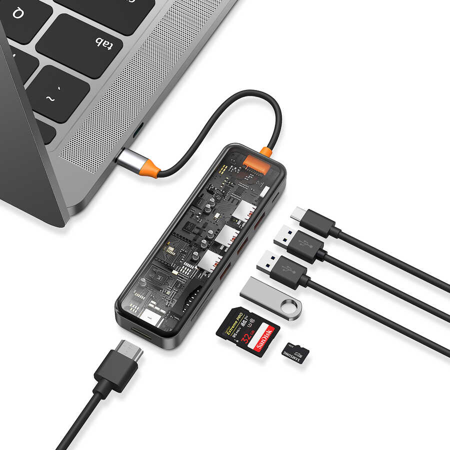 Wiwu CB007 Cyber 7 in 1 Type-C Hub 100W Şarj Destekli SD Kart-HDMI-USB Çoğaltıcı - 3