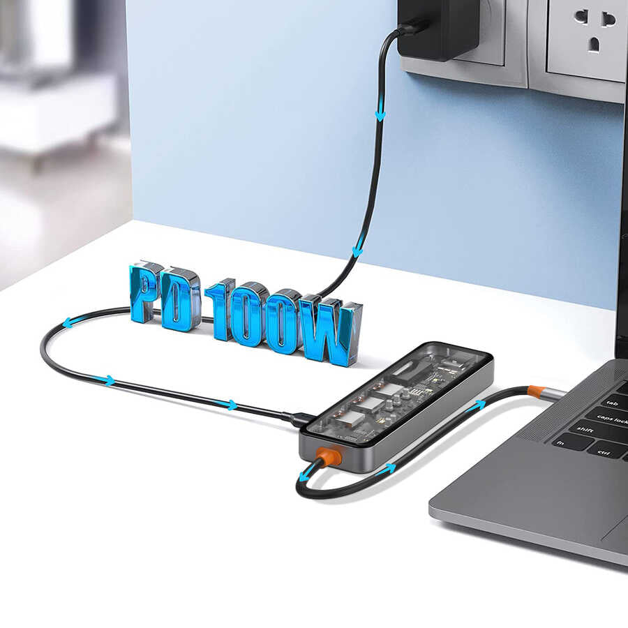 Wiwu CB007 Cyber 7 in 1 Type-C Hub 100W Şarj Destekli SD Kart-HDMI-USB Çoğaltıcı - 6