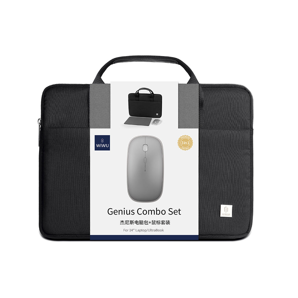 Wiwu Genius Combo Serisi 3in1 14 inç Set - Kablosuz Mouse & Mouse Pad & Laptop Çantası