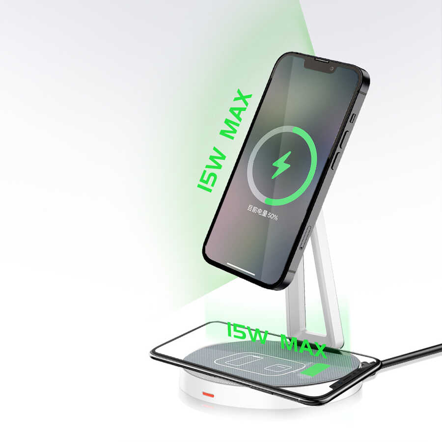 Wiwu M13 2 in 1 Standlı Kablosuz Şarj İstasyonu - 4
