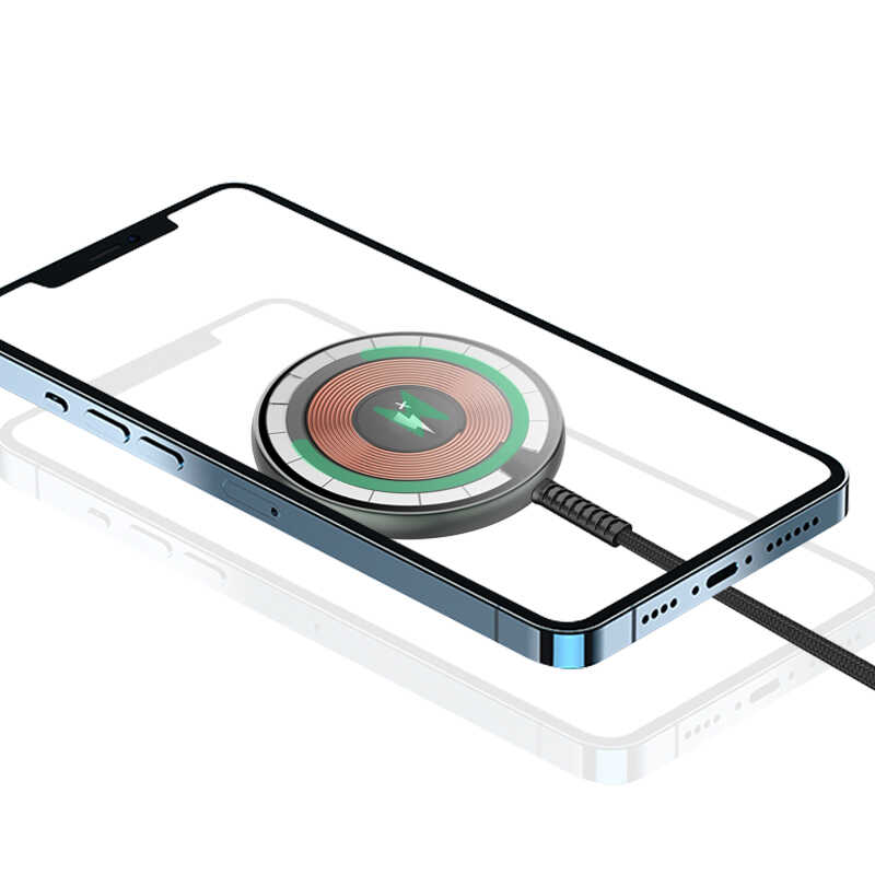 Wiwu M14 Intelligent Wireless Magnetik Şarj Ultra İnce Şeffaf 15W Android iOS Destekli - 10